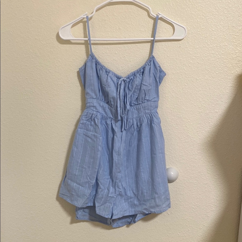 Altar’d State Light Blue Embroidered Front and Back Bow Tie Romper Size XS